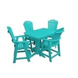Keystone Amish Co. Poly Composite Thompson Adirondack 5-Piece Counter Height Dining Set with 4' Table, Aruba