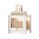 CFGH6FDF Small Desk Cabinet Bamboo Storage Bookshelf with Acrylic Hinged Door for Office Home Freestanding Book Shelf