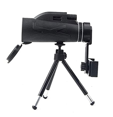 SMSOM Monocular Telescope, 80X100 High Power Monocular, Waterproof Monocular Clear FMC BAK4 Prism with Tripod, Telescope for Bird Watching, Camping, Hiking, Travelling, Wildlife, Black