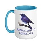 Purple Martin Landlord Purple Martin Birds Lover Adult kids Ceramic Mug, Blue/White, 15oz