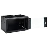 6U Wall Mounted Network Cabinet 19" IP20 Data Cabinet, 23.6x17.7x13.8 Inch, Cold-Rolled Steel, Lockable Front Door, Removable Side Panels for Router and Fiber Optic Modem