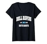 Women's Dell Rapids South Dakota SD Vintage State Flag Athletic V-Neck T-Shirt