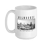 Milwaukee Wisconsin Vintage USA Souvenir Skyline Ceramic Mug, White, 15oz