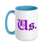 Purple and Golds Us-golds & Purple Color Graphic Ceramic Mug, Blue/White, 15oz