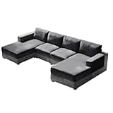 10 Pieces Sofa Cushion Covers for U-Shaped Modular Sectional Couch with 4 Seat+4 Back+2 Arms, Stretch Velvet Upholstered Covers for Sofa Bed with Deep Double Chaise (Grey,Universal (10 Pieces))