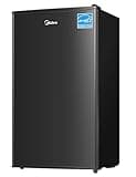 Midea MERM33S1ABB Mini Fridge, 3.3 Cu.ft Compact Fridge with Internal Light, Adjustable Thermostat, Reversible Door, Low Noise for Dorm, Office, Bedroom Black