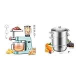 VIVOHOME Blue 9 in 1 Stand Mixer with Fermentation 7.5 Quart 6 Speed Timer and Meat Grinder Juice Blender Vegetable Slicer Pasta Cookie Attachments and Stainless Steel 9.3QT Steam Juicer