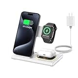 3 in 1 Foldable Charging Station for Apple Products,Wireless Charger for iPhone 17 16 15 14 13 12 Pro Max,Travel Dock Adapter&Light for iWatch Series 11 10 9 Ultra 3/2 SE 3/2,for AirPods 4 3 2 Pro 3/2