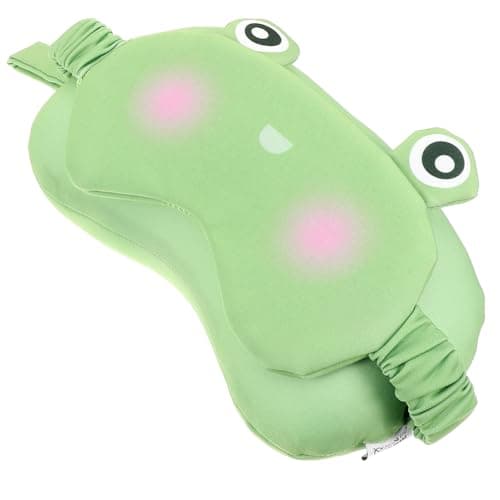 MUELODSIC 2-in-1 Travel Neck Pillow and Eye Mask Set, Soft Plush Animal Design Frog, Supportive Headrest for Adults, Comfortable Sleep Accessory for Airplane, Car, and Train