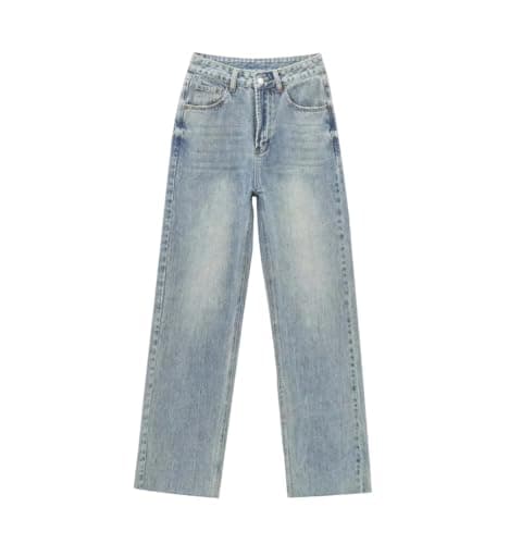 Women's Vintage Classic Wide-Leg Jeans with Pockets Light Blue S