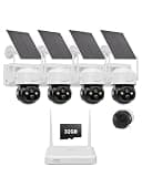 Anlapus Indoor Outdoor Home Security Camera, 4 x 2.5K Pan/Tilt Wireless Solar Cam System with Solar Panel and 3MP 2K Magnetic Window Camera with Angle Mount, AI Detection, Color Night Vision