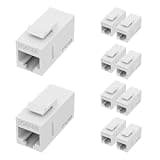 FGB 10 Gbps CAT6A RJ45 Keystone Coupler 10-Pack, Ethernet Keystone Jack, Ethernet Coupler Female to Female UTP for Cat6a/Cat6/Cat5e/Cat5, White