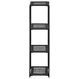 KGHFDVB Poly Rattan Storage Shelf, 11.8x11.8x47.2 Inch Compact Black Storage Rack for Kitchen, Laundry, Bathroom, Living Room Bookshelf or Patio Plant Display Stand