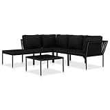 TUERYAFEK 6 Piece Patio Lounge Set with Cushions, Modular Outdoor Furniture with Powder-Coated Steel Frame and PVC Wire, Removable Thick Padded Cushions for Comfort