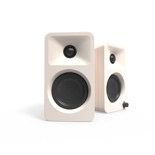 Kanto ORAMC 100W Powered Reference Desktop Computer Speakers with Bluetooth 5.0 and USB-C Input | Bi-Amplified | 100 Hz Automatic Crossover | Reference Quality Sound | Pair | Cream (Renewed)