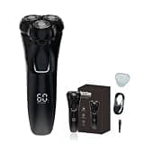 Mivrass Electric Shaver,4D Floating Head Electric Shaver for Men,Dual Track Rotary Razor IPX7 Waterproof Wet Dry Rechargeable Cordless Shaver with Travel Lock,Easy Clean, Ideal Gift for Husband Dad