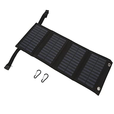 aqxreight Folding Solar Panel with USB Port 5.5V 20W Monocrystalline High Efficiency IP65 Outdoor Portable Solar for Camping, Hiking, and Emergency Use (Black)