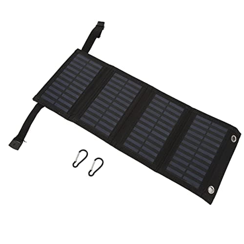aqxreight Folding Solar Panel with USB Port 5.5V 20W Monocrystalline High Efficiency IP65 Outdoor Portable Solar for Camping, Hiking, and Emergency Use (Black)