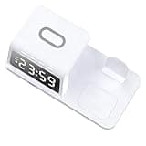 Generic 3 in 1 Wireless Charging Station, 15W Fast Desk Charger Stand with Clock for Phone Watch Earphones, QiEnabled Multifunctional Wireless Charger Stand for Home (HT-506 White)
