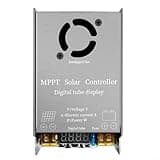 450W MPPT Boost Solar Charge Controller 9V-60V Input 12A Max For Lead-Acid Lithium For LIFEPO4 Battery 24V/36V/48V/60V/72V/96V System With LED Display And Intelligent Fan Cooling Silver