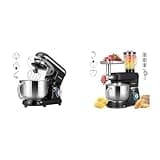 VIVOHOME Black 660W 10 Speed 6 Quart Tilt-Head Stand Mixer and Black 6 in 1 Stand Mixer 8.5 Quart Electric Tilt-Head with Meat Grinder Blender Pasta Maker