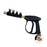 Generic Pressure Washer Gun Handheld Power Washer Gun with 4 Color Nozzles M22 14mm Fitting, Ideal for Car Cleaning (G3合金枪配4喷嘴(外丝M22内15mm))