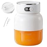 800ml Portable Electric Juicer Cup, Personal Blender with 38 Stainless Steel Blades, Digital Display Juicer Blender with Dual Lids