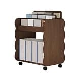 CFGH6FDF Mobile Bookshelf with Pulley Home Multi-Functional Density Board Floor Storage Rack Freestanding Book Shelf