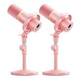 MAONO PD200W Hybrid Wireless Podcast Equipment Bundle for 2, XLR USB Dynamic Microphone Kit with 2 Desktop Stand, Software, Noise Cancellation, for Co-hosted Podcast, Vocal Recording, Pink