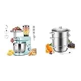 VIVOHOME Blue 6 in 1 Stand Mixer with 8.5 Quart Bowl and Meat Grinder Blender Pasta Maker Attachments and Stainless Steel 9.3QT Steam Juicer