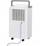 HOPSEN 34 Pints Dehumidifier for Basement, Dehumidifiers for Home with Drain Hose, 38dB Quiet Dehumidifier for Bedroom Bathroom Garage, 24HR Timer, 3-Color Indicator, Auto Defrost, Child Lock