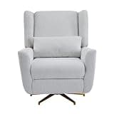 OXPUPMB Power Recliner Chair Swivel,Upholstered 360° Swivel Recliner with Gold 5 Star Base-Light Grey (Light Grey + Fabric)