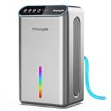 VinburgAir Dehumidifier for Home (98 OZ, 1000 sq ft), Small Quiet Dehumidifiers with Drain Hose, Auto Shut-Off, Sleep Mode, 3 Timer Modes, for Bedroom, Bathroom, Basement(Gray)