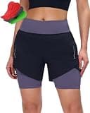 Sportneer Women Padded Bike Shorts - 4D Bicycle Cycling Shorts with 2 Zipper Pockets & 1 Inner Thigh Pocket, Lightweight Breathable Quick-Dry for Mountain Biking, Trail Riding & Casual Cycling