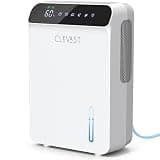 CLEVAST Dehumidifier for Home with Drain Hose, 68oz Water Tank Smart Humidity Control, Auto Shut Off, Quiet Small Dehumidifiers for Bathroom, Bedroom, Basement, RV and Camper