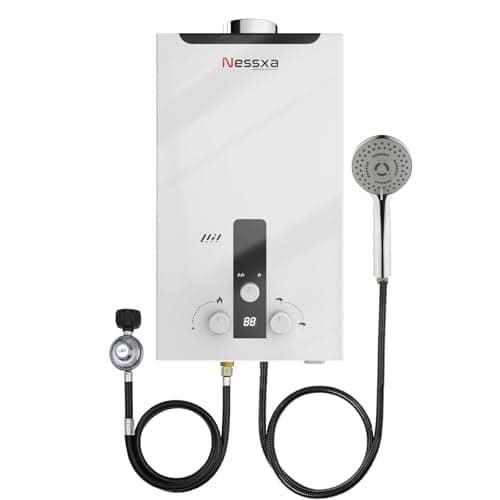 18L Tankless Water Heater Propane with Digital Display, 4.76 GPM Portable Instant Hot Gas Water Heater with Overheating Protection for Indoor and Camping,115,425 BTU