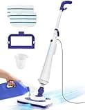 Aspiron Professional Steam Mop Cleaner, 1300W Floor Steamer with Detergent Chamber, 25S Heat Up, Lightweight Steamer for Cleaning with 2 Washable Pads, Safe for Tiles, Upholstery, Hardwood, White