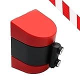 Red Magnetic Wall Mount Queue Belt Barrier - 2M Retractable Crowd Control System with Mounting Accessories - Ideal for Line Management, Events, and Public Spaces