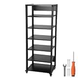 Heavy Duty Audio Component Rack Height Adjustable Shelves Stereo Cabinet Shelf Rack Tower with Wheels for Living Room Gaming Room Music Studio