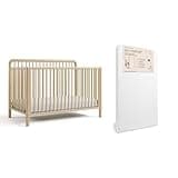 Storkcraft Porto 5-in-1 Convertible Crib with Bonus Guardrail & Storkcraft 6-Inch Grow-with Me Premium Waterproof Dual-Sided Baby Crib & Toddler Bed Mattress (Driftwood) – GREENGUARD Gold Certified