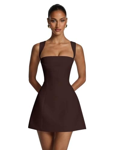 Gujach Plus Size Homecoming Dresses 2026 Brown Satin Short A Line Summer Formal Wedding Party Gown for Women Sleeveless 18
