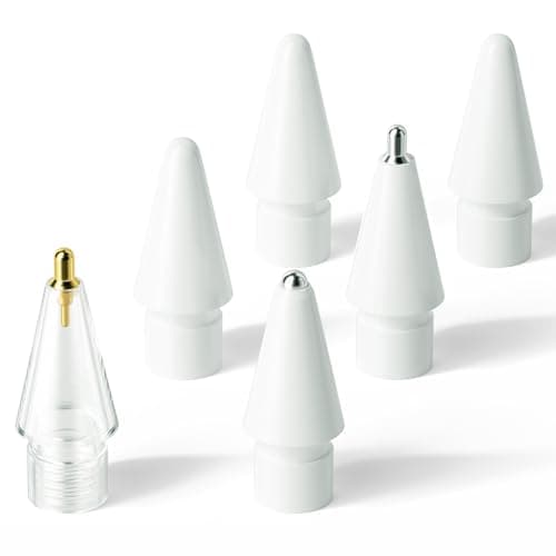 Hastraith Upgraded Replacement Tips for Apple Pencil 1/2/Pro/USB-C, Mix Metal Tips for Apple Pencil Compatible Nibs with All Generation (6 Pack)
