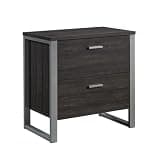 Lateral File with Two Drawers, Dark Brown finish, Black, Engineered Wood