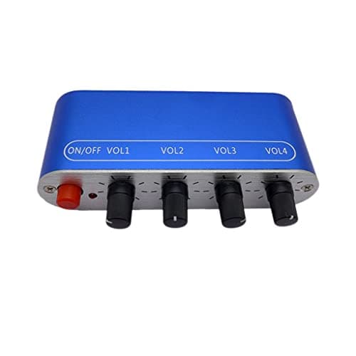 MVUYO 4 Ways Stereo Mixer Board Audio Source Reverberator Driver headphone amplifier Mixing Board DIY Four inputs output(D)