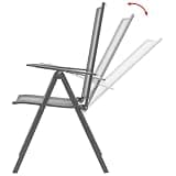 GKMBCVDFR 2 Pack Metal Reclining Chairs with 6 Position Adjustable Backrest, Steel Gray Patio Chairs with Mesh Design, Foldable and Stackable Outdoor for Garden and Dining Room