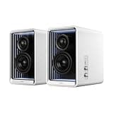Edifier QR65 Desktop Active Monitor with 2.75" Long-Throw Aluminum Diaphragm mid-Low Drivers, Hi-Res Audio, Brilliant Light Effects, 70W Output Power Bluetooth Speakers with Stands - White