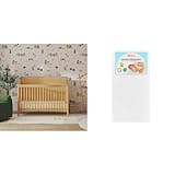 DaVinci Frem 4-in-1 Convertible Crib in Honey with Comfort Crib Mattress Bundle, GREENGUARD Gold Certified