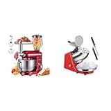 VIVOHOME Red 3 in 1 Stand Mixer with 6 Quart Bowl and Meat Grinder Blender Attachments and Red Electric Ice Shaver Crusher 143lbs per Hour with Ice Pick