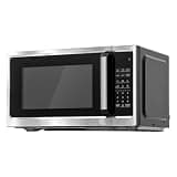 Smad Small Countertop Microwave Oven 0.9 Cu.Ft, 900W Mini Microwave Compact with 6 Auto Menus, Removable Turntable and Child Lock, Memory Function for Families, Dorm, Kitchen, Stainless Steel
