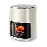 Air Fryer 6 Quart 12-in-1 Digital Airfryer With Clear Window, Roast, Reheat, Dehydrate, Bake 400F Precise Heat, With Nonstick & Dishwasher Safe Basket, Beige